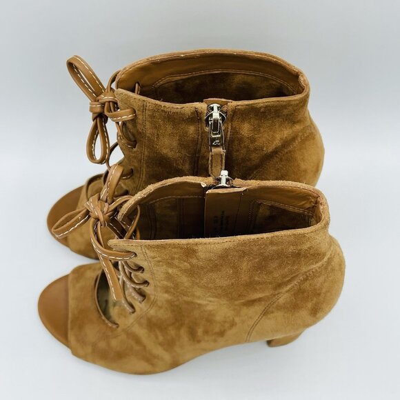 Sam Edelman Shoes Womens Size 6 M Brown Yvie Leather Booties Block Heels Lace Up - Picture 6 of 11